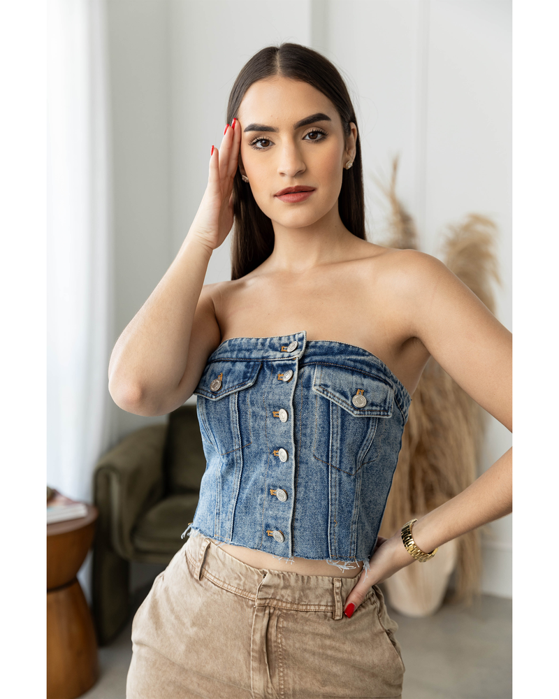 LITTLE MISS TREND DENIM TOP