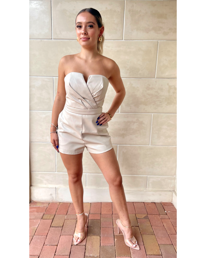 JUST THE LOOK VEGAN LEATHER ROMPER