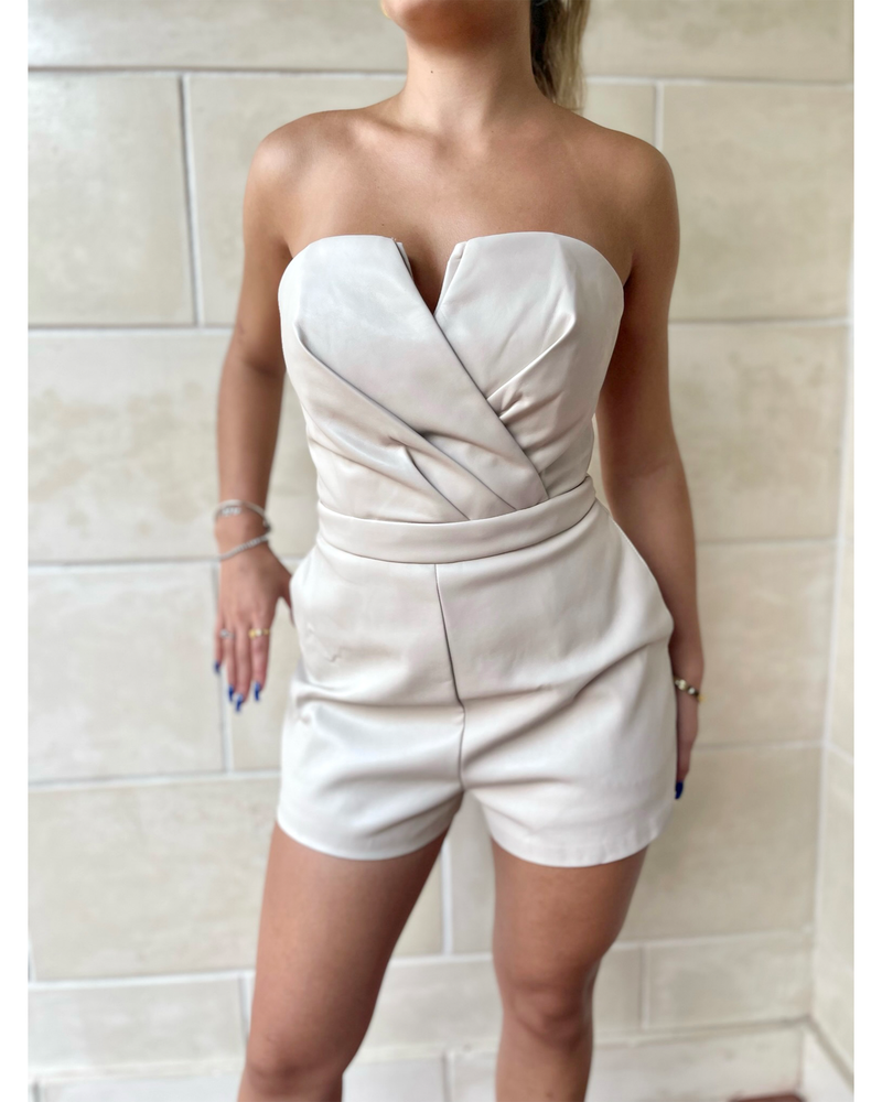 JUST THE LOOK VEGAN LEATHER ROMPER