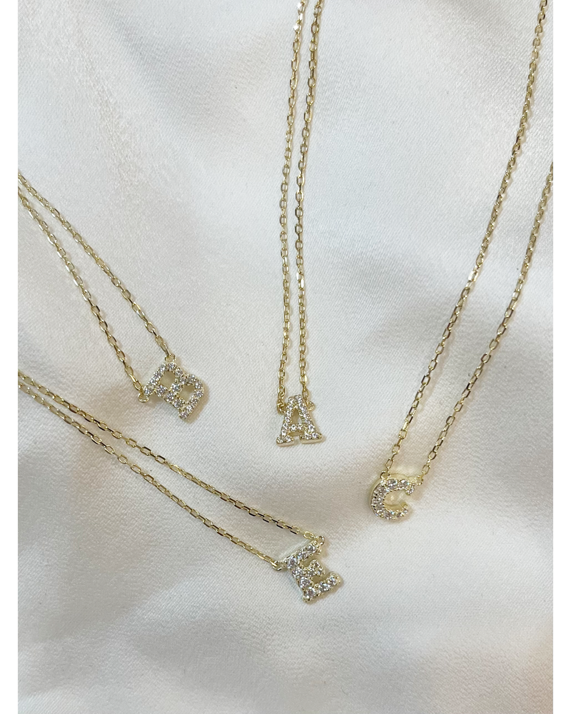 DIAMOND STUDDED INITIAL NECKLACE