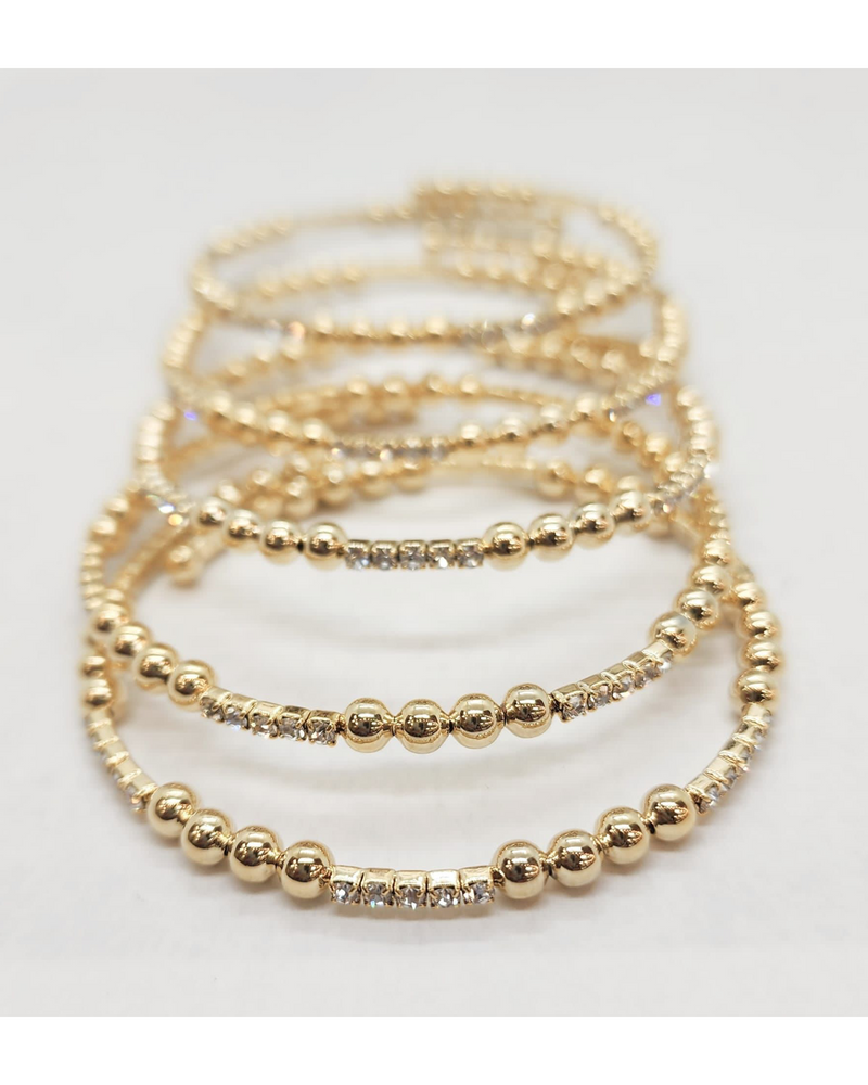 MB067-C11 WRAP AROUND GOLD AND STUDDED BRACELET