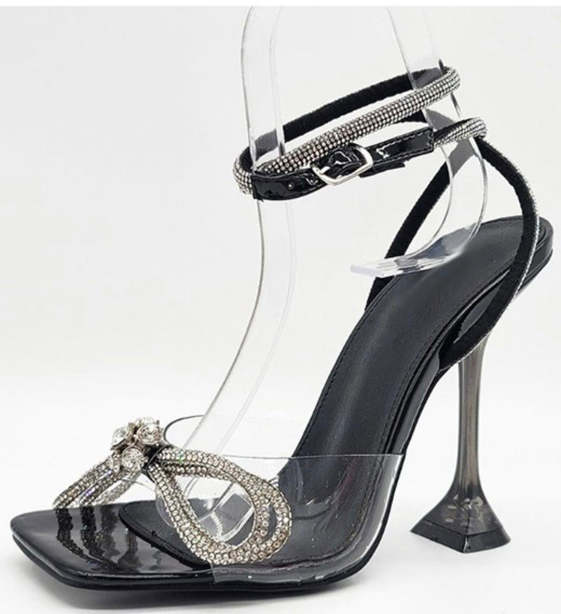 THE LORENA BOW TIE SHIMMER HEEL SANDAL