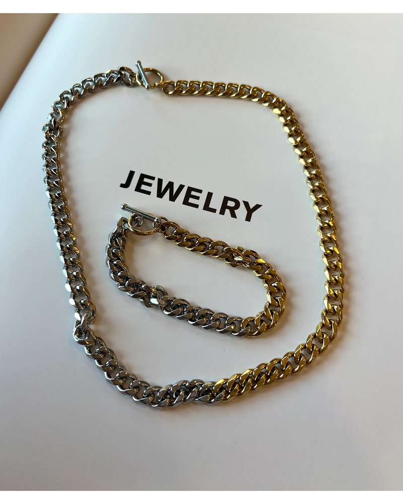 TWO TONE CUBAN LINK NECKLACE