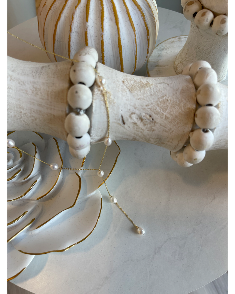 THIN LARIAT PEARL NECKLACE
